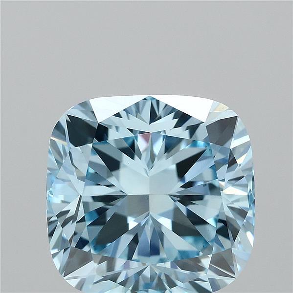 2.78 Carat Cushion Shaped, Ideal Cut, FANCY VIVID BLUE Color, VS1 Clarity, IGI Certified Lab Grown Diamond
