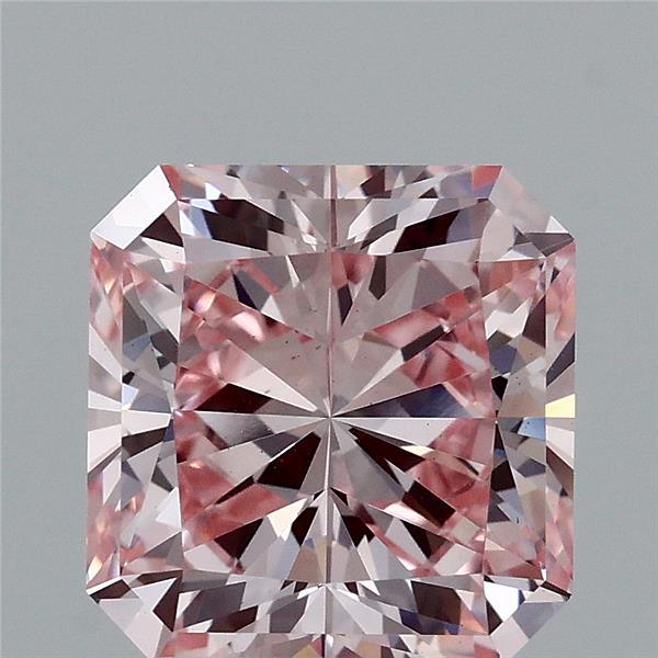 3.00 Carat Radiant Shaped, Ideal Cut, FANCY INTENSE PINK Color, VS1 Clarity, IGI Certified Lab Grown Diamond