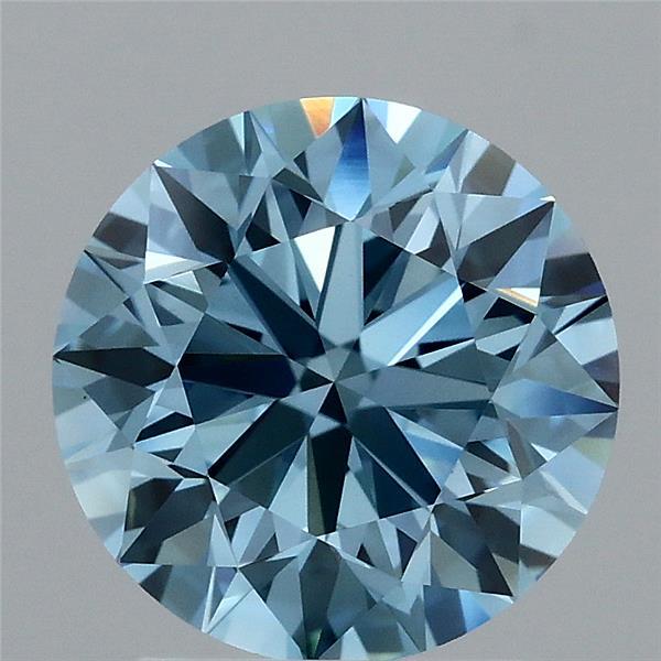 2.44 Carat Round Shaped, Excellent Cut, FANCY VIVID BLUE Color, VS1 Clarity, IGI Certified Lab Grown Diamond