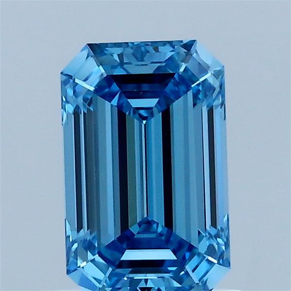 1.06 Carat Emerald Shaped, Ideal Cut, FANCY VIVID BLUE Color, VS1 Clarity, IGI Certified Lab Grown Diamond