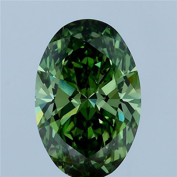 3.03 Carat Oval Shaped, Ideal Cut, FANCY VIVID GREEN Color, VVS2 Clarity, IGI Certified Lab Grown Diamond