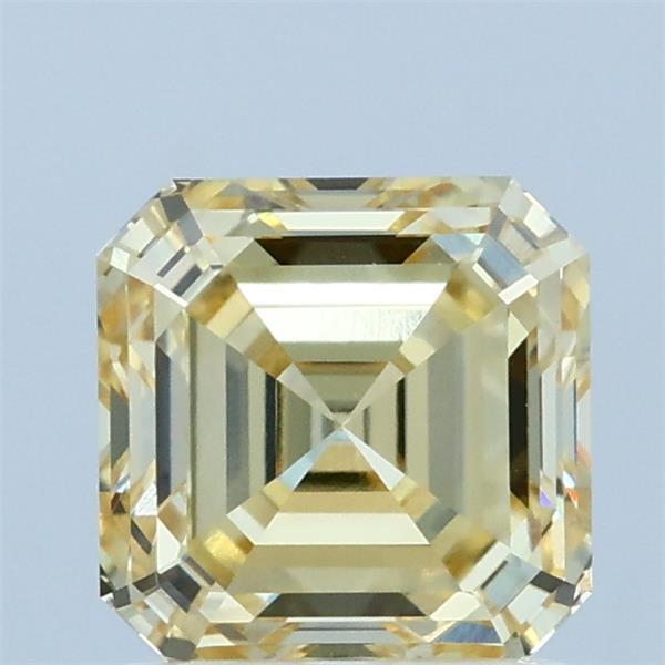 1.56 Carat Asscher Shaped, Ideal Cut, FANCY YELLOW Color, VVS2 Clarity, IGI Certified Lab Grown Diamond