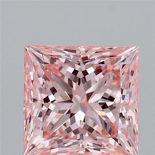 2.51 Carat Princess Shaped, Ideal Cut, FANCY INTENSE PINK Color, VS1 Clarity, IGI Certified Lab Grown Diamond