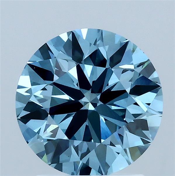 1.96 Carat Round Shaped, Ideal Cut, FANCY VIVID BLUE Color, VS1 Clarity, IGI Certified Lab Grown Diamond