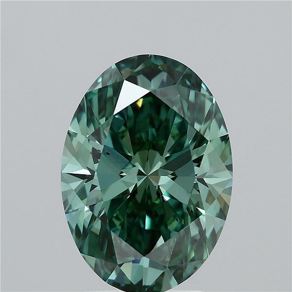 3.01 Carat Oval Shaped, Ideal Cut, FANCY VIVID GREEN Color, VS2 Clarity, IGI Certified Lab Grown Diamond