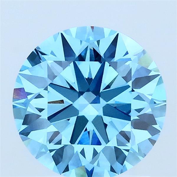 1.53 Carat Round Shaped, Ideal Cut, FANCY VIVID BLUE Color, VS1 Clarity, IGI Certified Lab Grown Diamond
