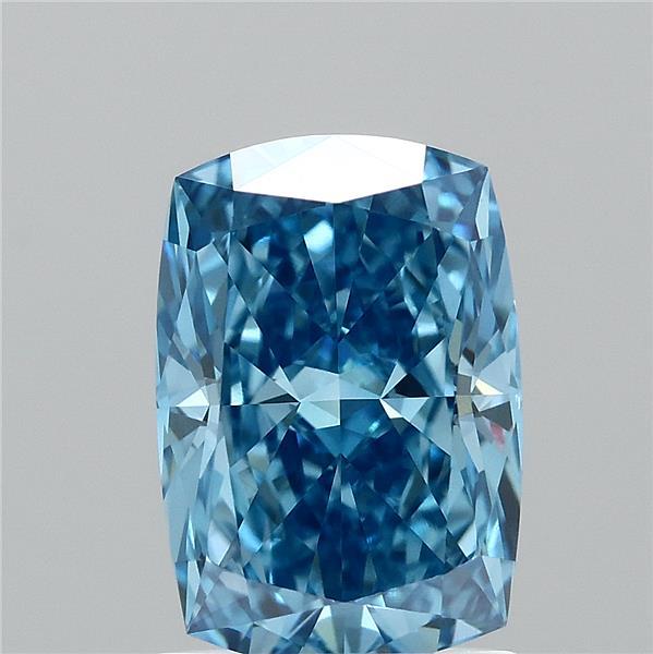 1.52 Carat Cushion Shaped, Ideal Cut, FANCY VIVID BLUE Color, VVS2 Clarity, IGI Certified Lab Grown Diamond