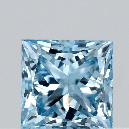 0.33 Carat Princess Shaped, Excellent Cut, FANCY VIVID BLUE Color, VVS2 Clarity, IGI Certified Lab Grown Diamond