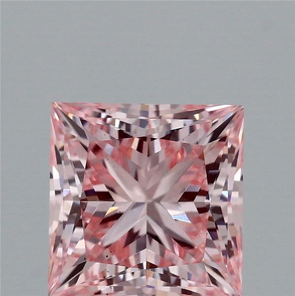 2.02 Carat Princess Shaped, Ideal Cut, FANCY INTENSE PINK Color, VS1 Clarity, IGI Certified Lab Grown Diamond