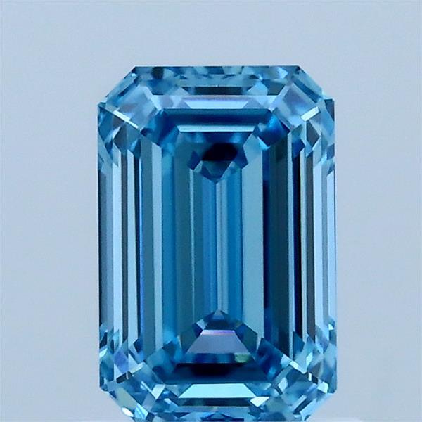 1.08 Carat Emerald Shaped, Ideal Cut, FANCY VIVID BLUE Color, VS1 Clarity, IGI Certified Lab Grown Diamond