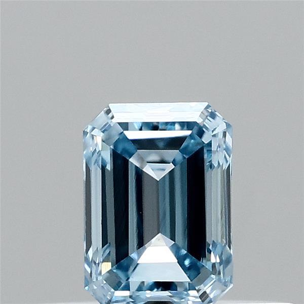 0.34 Carat Emerald Shaped, Very Good Cut, FANCY VIVID BLUE Color, VVS2 Clarity, IGI Certified Lab Grown Diamond