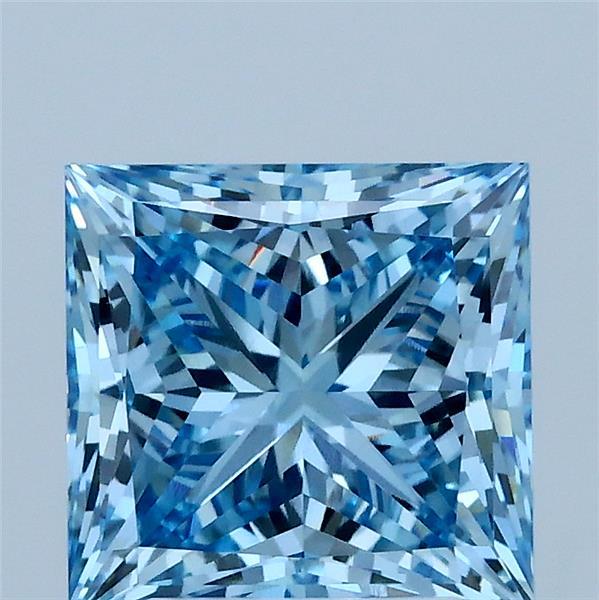 2.51 Carat Princess Shaped, Ideal Cut, FANCY VIVID BLUE Color, VS1 Clarity, IGI Certified Lab Grown Diamond