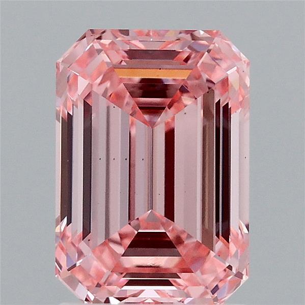 2.02 Carat Emerald Shaped, Ideal Cut, FANCY VIVID PINK Color, VS2 Clarity, IGI Certified Lab Grown Diamond