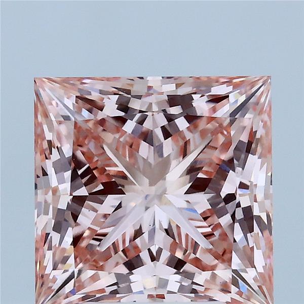 3.66 Carat Princess Shaped, Ideal Cut, FANCY INTENSE PINK Color, VVS2 Clarity, IGI Certified Lab Grown Diamond