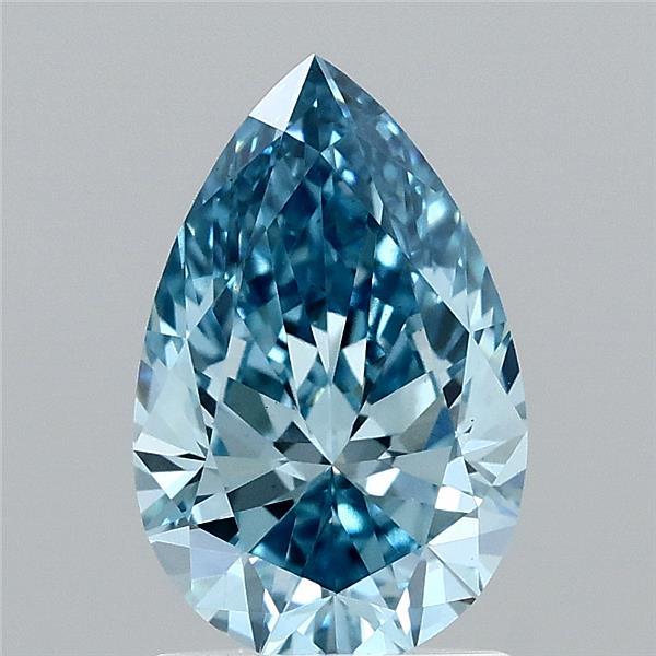 1.61 Carat Pear Shaped, Ideal Cut, FANCY VIVID BLUE Color, VS1 Clarity, IGI Certified Lab Grown Diamond