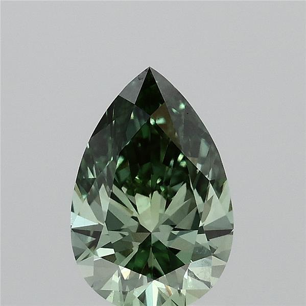 1.38 Carat Pear Shaped, Ideal Cut, FANCY VIVID GREEN Color, VS1 Clarity, IGI Certified Lab Grown Diamond