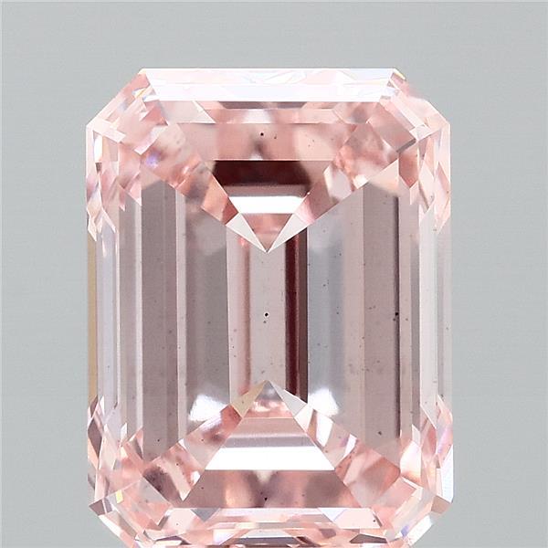 6.01 Carat Emerald Shaped, Excellent Cut, FANCY INTENSE PINK Color, VS2 Clarity, IGI Certified Lab Grown Diamond