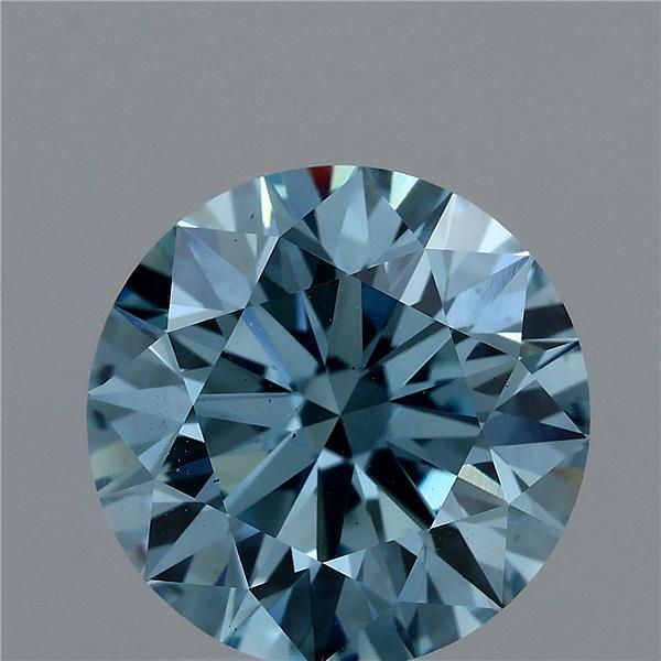 2.17 Carat Round Shaped, Excellent Cut, FANCY VIVID BLUE Color, VS1 Clarity, IGI Certified Lab Grown Diamond