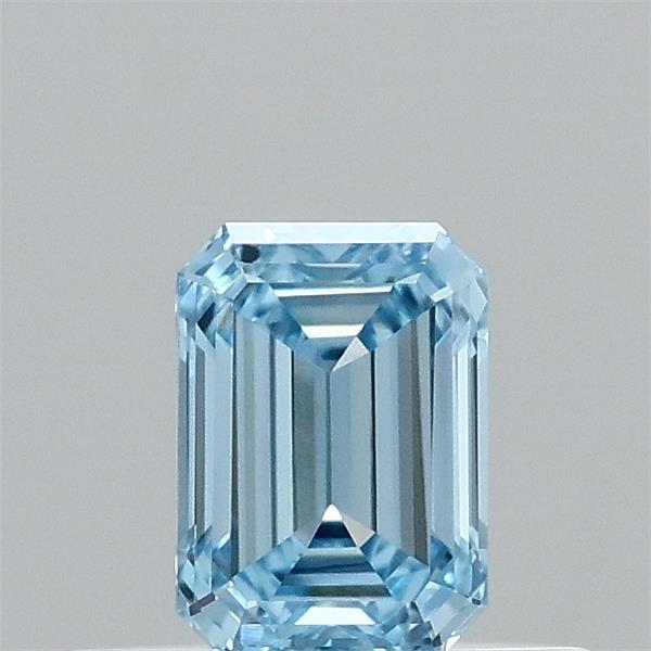 0.37 Carat Emerald Shaped, Ideal Cut, FANCY VIVID BLUE Color, VVS2 Clarity, IGI Certified Lab Grown Diamond