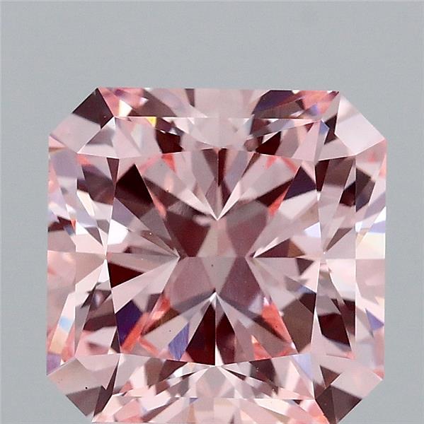 3.01 Carat Radiant Shaped, Ideal Cut, FANCY INTENSE PINK Color, VS1 Clarity, IGI Certified Lab Grown Diamond