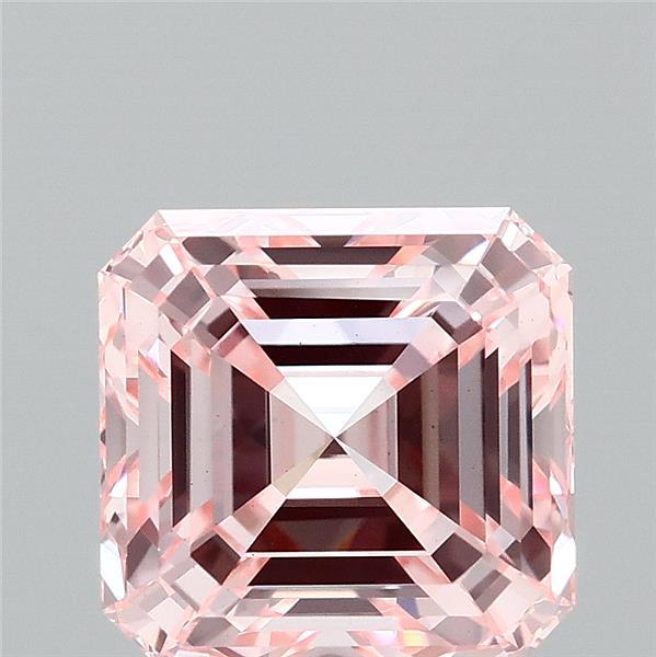 3.09 Carat Asscher Shaped, Excellent Cut, FANCY INTENSE PINK Color, VS1 Clarity, IGI Certified Lab Grown Diamond