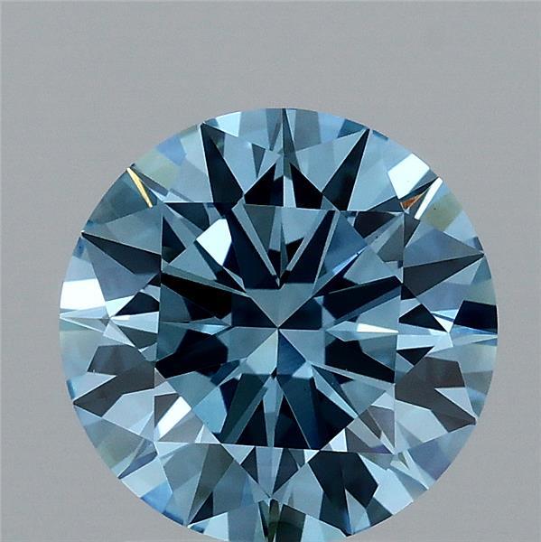2.05 Carat Round Shaped, Excellent Cut, FANCY VIVID BLUE Color, VS1 Clarity, IGI Certified Lab Grown Diamond