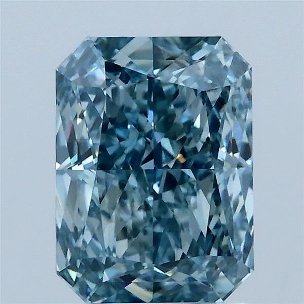 2.01 Carat Radiant Shaped, Ideal Cut, FANCY VIVID GREENISH BLUE Color, VVS2 Clarity, IGI Certified Lab Grown Diamond