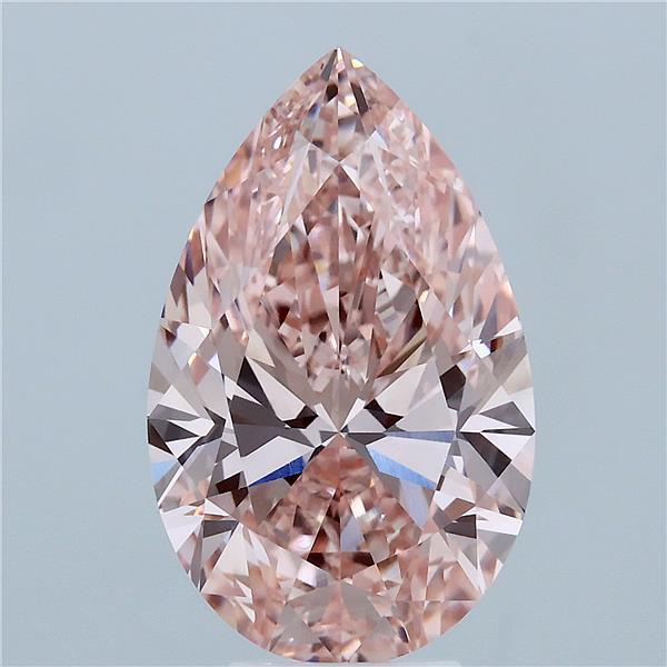 6.02 Carat Pear Shaped, Very Good Cut, FANCY VIVID PINK Color, VVS2 Clarity, IGI Certified Lab Grown Diamond