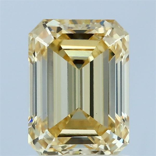 1.52 Carat Emerald Shaped, Ideal Cut, FANCY INTENSE YELLOW Color, VS1 Clarity, IGI Certified Lab Grown Diamond