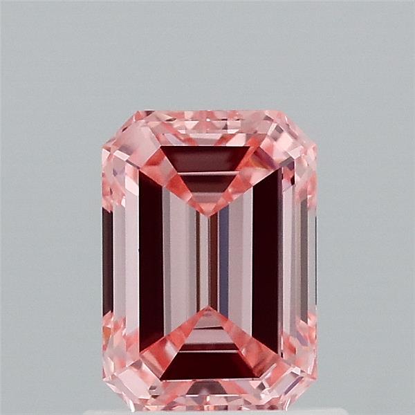 0.99 Carat Emerald Shaped, Ideal Cut, FANCY INTENSE PINK Color, VVS2 Clarity, IGI Certified Lab Grown Diamond
