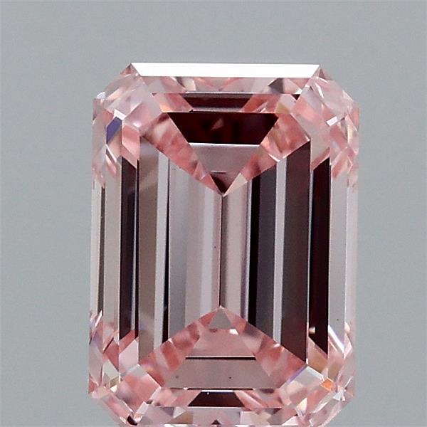 1.40 Carat Emerald Shaped, Ideal Cut, FANCY INTENSE PINK Color, VS1 Clarity, IGI Certified Lab Grown Diamond