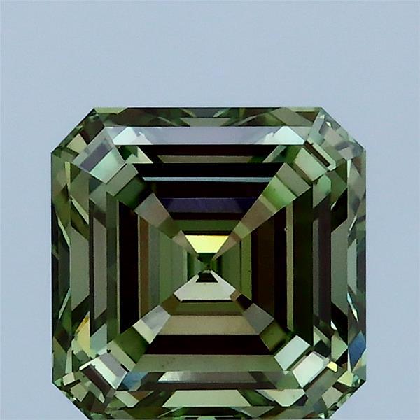 2.01 Carat Asscher Shaped, Ideal Cut, FANCY VIVID GREEN Color, VS1 Clarity, IGI Certified Lab Grown Diamond