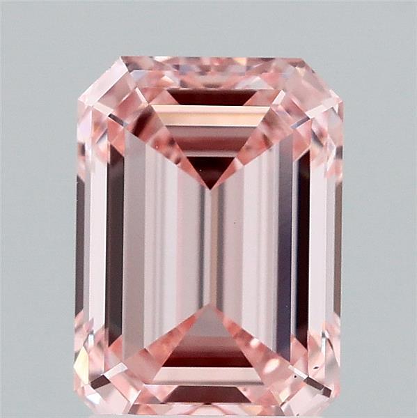1.91 Carat Emerald Shaped, Ideal Cut, FANCY INTENSE PINK Color, VS1 Clarity, IGI Certified Lab Grown Diamond
