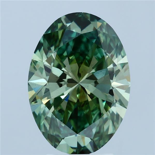 4.03 Carat Oval Shaped, Ideal Cut, FANCY VIVID GREEN Color, VS2 Clarity, IGI Certified Lab Grown Diamond