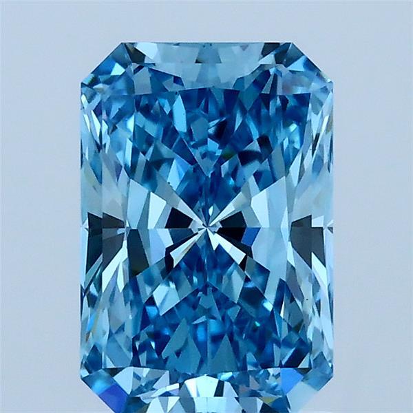 1.54 Carat Radiant Shaped, Ideal Cut, FANCY VIVID BLUE Color, VS1 Clarity, IGI Certified Lab Grown Diamond