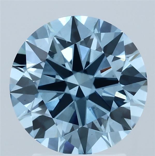2.50 Carat Round Shaped, Ideal Cut, FANCY VIVID BLUE Color, VS1 Clarity, IGI Certified Lab Grown Diamond
