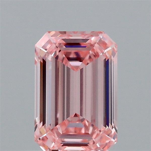 0.95 Carat Emerald Shaped, Ideal Cut, FANCY VIVID PINK Color, VS1 Clarity, IGI Certified Lab Grown Diamond
