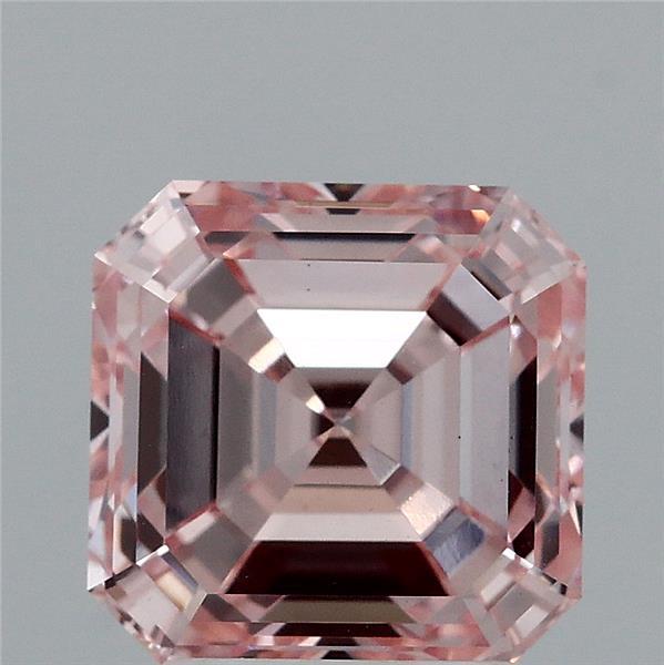3.25 Carat Asscher Shaped, Excellent Cut, FANCY INTENSE PINK Color, VS1 Clarity, IGI Certified Lab Grown Diamond