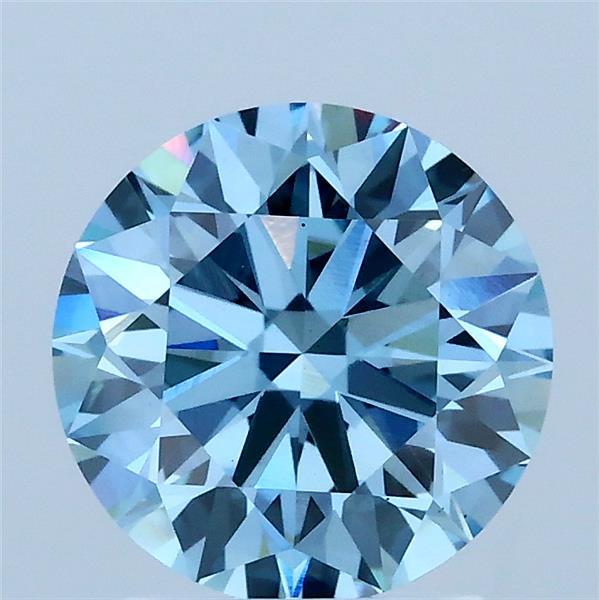 2.05 Carat Round Shaped, Ideal Cut, FANCY VIVID BLUE Color, VS1 Clarity, IGI Certified Lab Grown Diamond