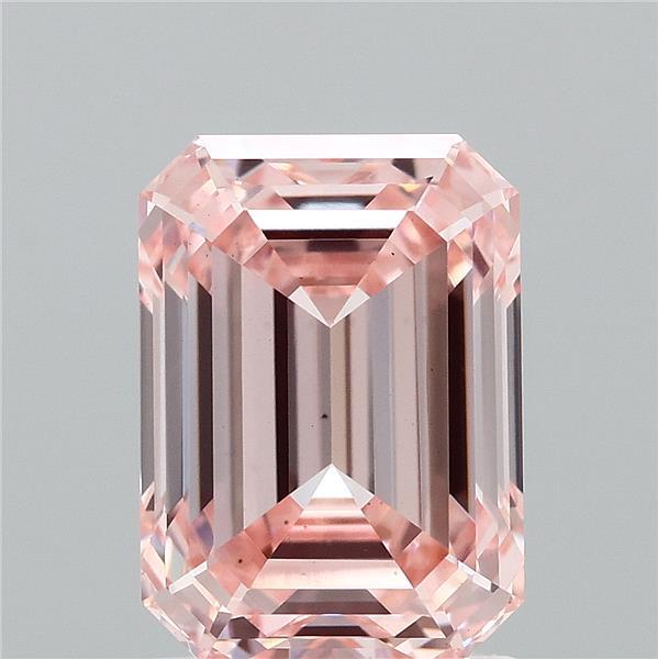 2.03 Carat Emerald Shaped, Ideal Cut, FANCY VIVID PINK Color, VS1 Clarity, IGI Certified Lab Grown Diamond