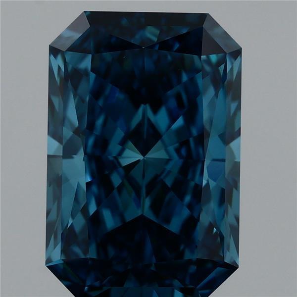 3.61 Carat Radiant Shaped, Ideal Cut, FANCY VIVID BLUE Color, VVS2 Clarity, IGI Certified Lab Grown Diamond