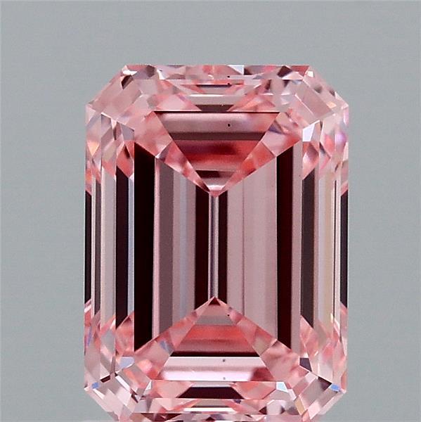 1.93 Carat Emerald Shaped, Ideal Cut, FANCY VIVID PINK Color, VS1 Clarity, IGI Certified Lab Grown Diamond