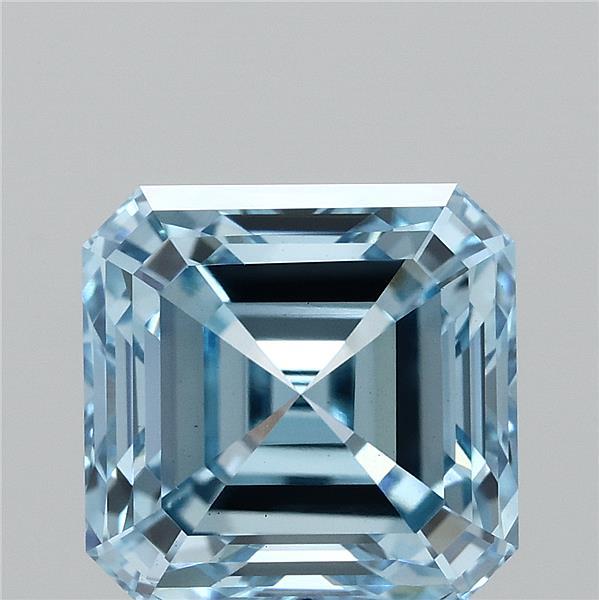 2.91 Carat Asscher Shaped, Ideal Cut, FANCY VIVID BLUE Color, VS1 Clarity, IGI Certified Lab Grown Diamond