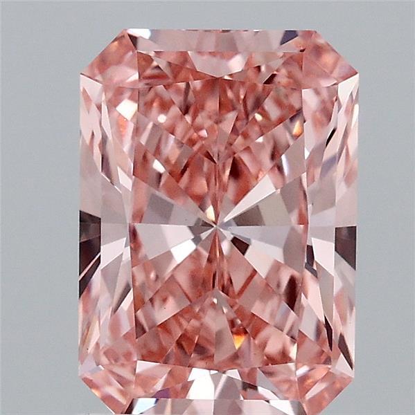 2.09 Carat Radiant Shaped, Ideal Cut, FANCY VIVID PINK Color, VVS2 Clarity, IGI Certified Lab Grown Diamond