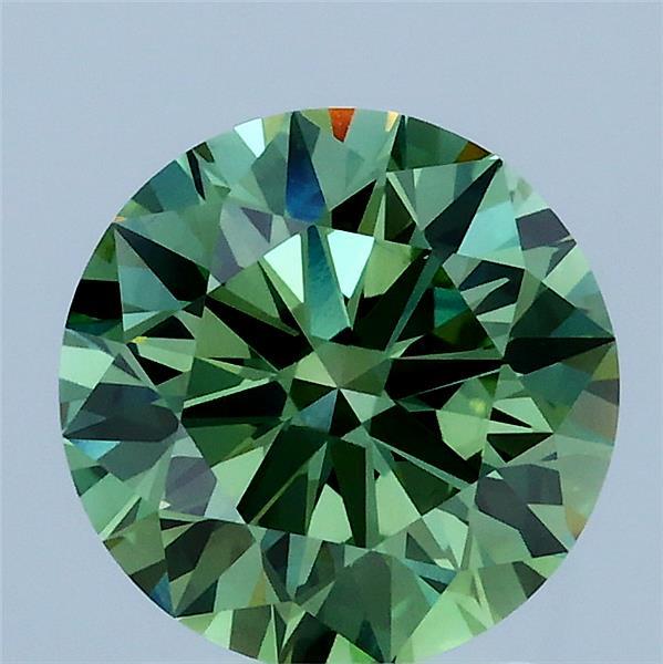 2.00 Carat Round Shaped, Ideal Cut, FANCY VIVID GREEN Color, VS1 Clarity, IGI Certified Lab Grown Diamond