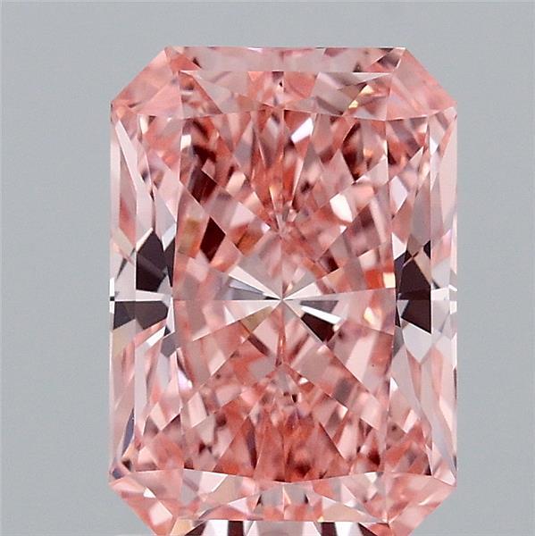2.08 Carat Radiant Shaped, Ideal Cut, FANCY VIVID PINK Color, VS1 Clarity, IGI Certified Lab Grown Diamond