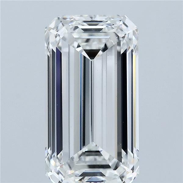 5.45 Carat Emerald Shaped, Ideal Cut, F Color, VS1 Clarity, IGI Certified Lab Grown Diamond