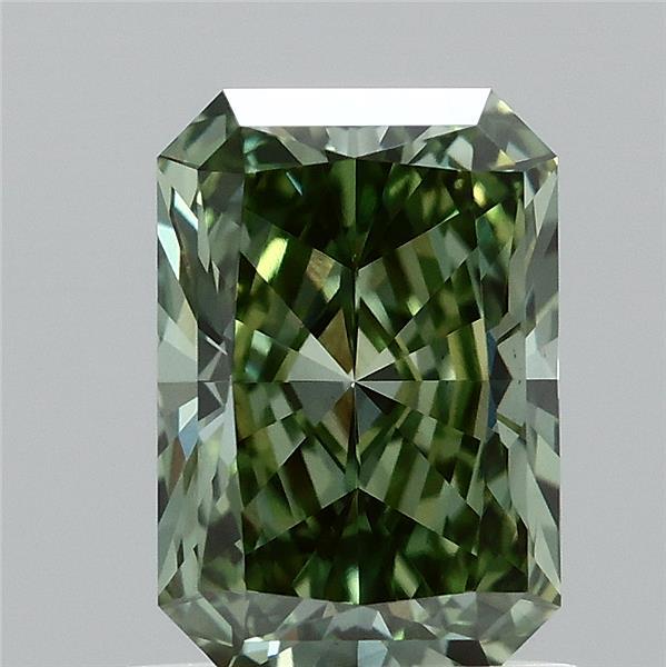 1.10 Carat Radiant Shaped, Ideal Cut, FANCY VIVID GREEN Color, VS1 Clarity, IGI Certified Lab Grown Diamond