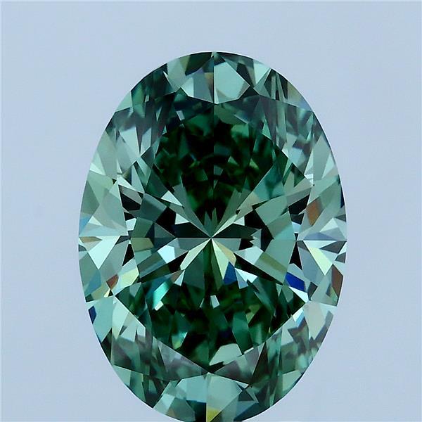4.01 Carat Oval Shaped, Ideal Cut, FANCY VIVID GREEN Color, VVS2 Clarity, IGI Certified Lab Grown Diamond