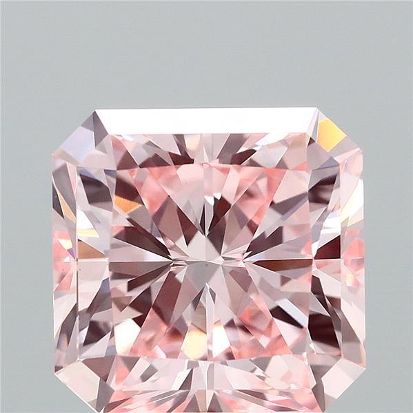 3.02 Carat Radiant Shaped, Ideal Cut, FANCY INTENSE PINK Color, VVS2 Clarity, IGI Certified Lab Grown Diamond